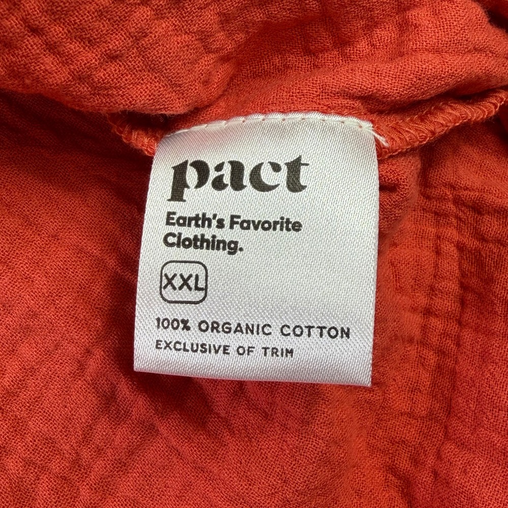 Pact Organic Cotton Gauze Tie Front Top Womens XXL Poppy Red Short Sleeve Blouse - Picture 6 of 11